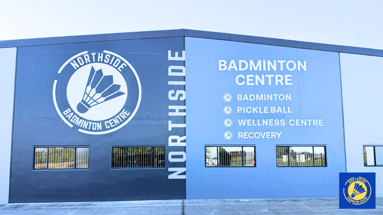 Northside Badminton Centre. Front of building. Play pickleball, badminton, get a msaaage and more. 